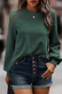 Lace Shoulder Waffle Knit Raglan Long Sleeve Top